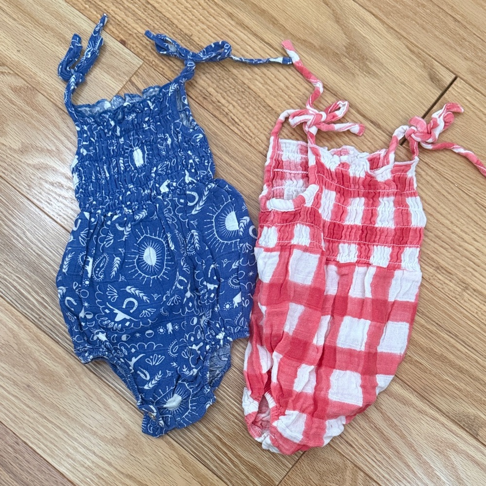 Blue and Pink Baby Rompers